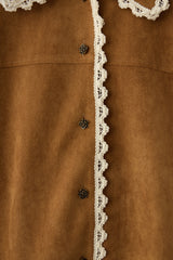 piping lace suede jacket