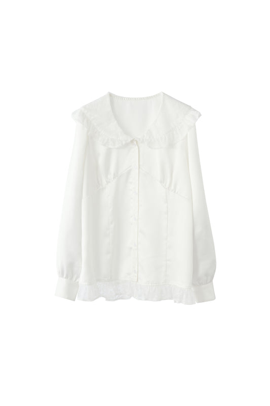lace collar vintage satin blouse