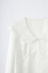 lace collar vintage satin blouse