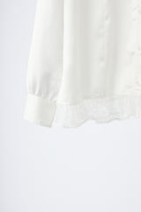 lace collar vintage satin blouse