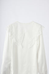 lace collar vintage satin blouse