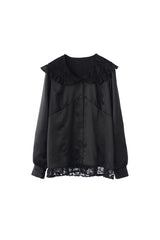 lace collar vintage satin blouse