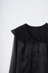 lace collar vintage satin blouse