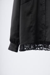 lace collar vintage satin blouse