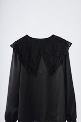 lace collar vintage satin blouse