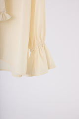 volume sleeve frill tie blouse