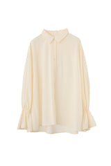 volume sleeve frill tie blouse