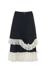 asymmetry lace frill skirt