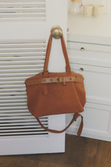 heart × belt suede shoulder bag