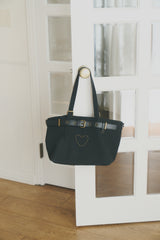 heart × belt suede shoulder bag