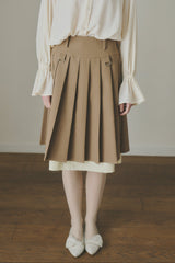layered medium pleats skirt ( NEW COLOR )