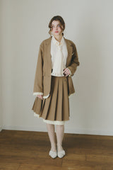 volume sleeve frill tie blouse