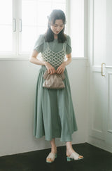 pearl bustier × tulip sleeve dress