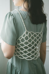 pearl bustier × tulip sleeve dress