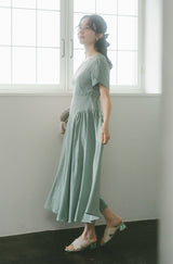 pearl bustier × tulip sleeve dress