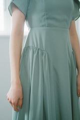 pearl bustier × tulip sleeve dress