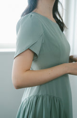 pearl bustier × tulip sleeve dress