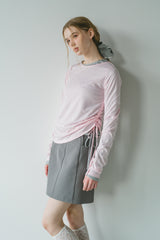 drawstring sheer long sleeve tops