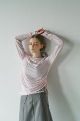 drawstring sheer long sleeve tops