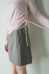 drawstring sheer long sleeve tops