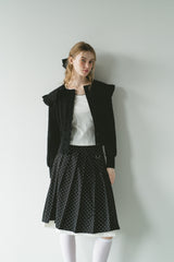 sailor color frill rib cardigan