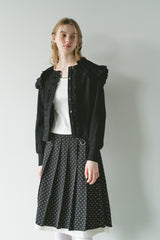 sailor color frill rib cardigan