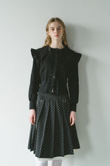 sailor color frill rib cardigan