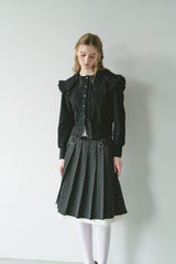 sailor color frill rib cardigan