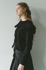 sailor color frill rib cardigan