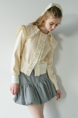 sailor color frill rib cardigan