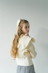 sailor color frill rib cardigan