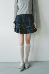 damage frill denim mini skirt