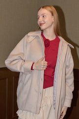lace docking wool coat