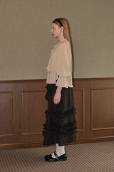 bowtie ribbon frill blouse