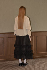 bowtie ribbon frill blouse