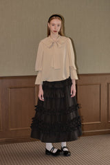 bowtie ribbon frill blouse