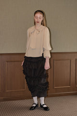 bowtie ribbon frill blouse