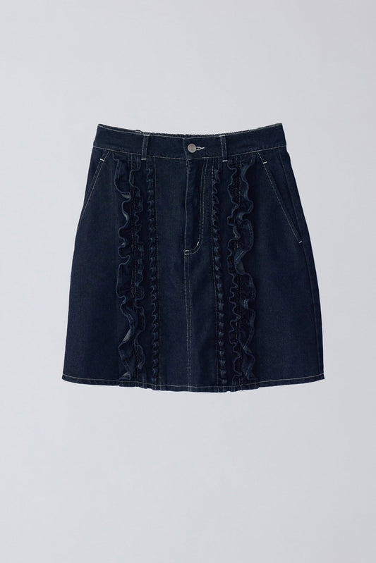 frill denim mini skirt