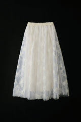 volume tulle butterfly dot skirt