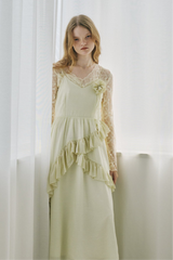 dot × rose corsage cami onepiece