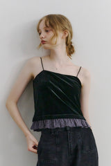 cup in velours frill camisole
