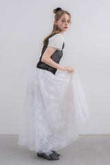 volume tulle butterfly dot skirt