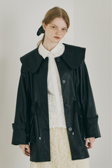 big collar vegan leather jacket