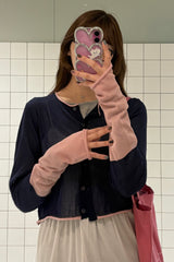 bicolor sheer knit cardigan