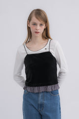 cup in velours frill camisole