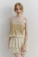 cup in velours frill camisole