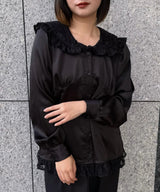 lace collar vintage satin blouse
