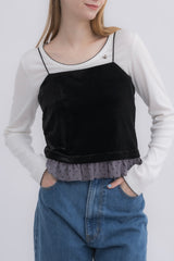 cup in velours frill camisole