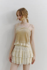 cup in velours frill camisole