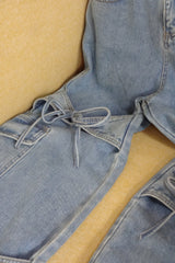 many ribbon cargo denim